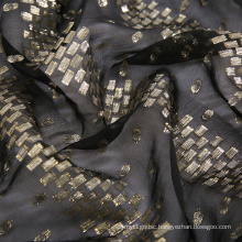 Accept custom order 10M/M black jacquard silk with metallic fabric for apparel dress